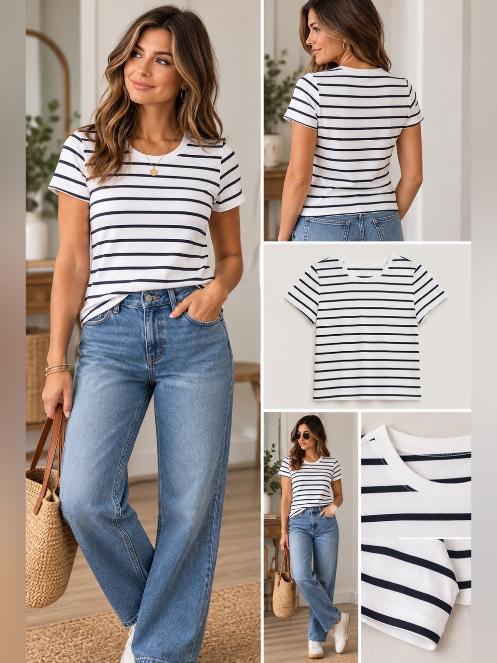 NWT Banana Republic Navy & White Timeless Crew-Neck T-Shirt